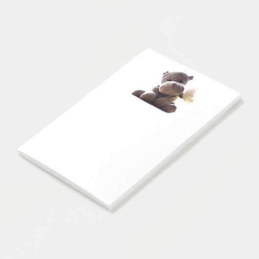 Happy Gray Hippo Holding Daisy, Niedliche Liebe Fo Post-it Klebezettel (angewinkelt)