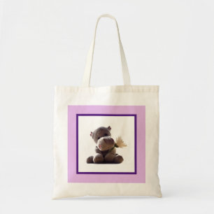 Happy Gray Hippo Holding Daisy, Niedliche Liebe Fo Tragetasche