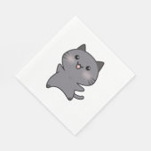 Happy Gray Walking Cat Cartoon Serviette (Ecke)