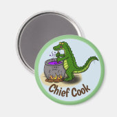 Happy Green Alligator Kochen Cartoon Magnet (Vorderseite/Rückseite)