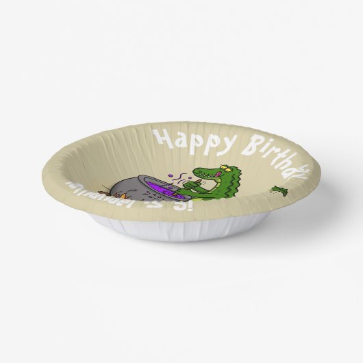 Happy Green Alligator Kochen Cartoon Pappteller (Gewinkelt)
