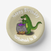 Happy Green Alligator Kochen Cartoon Pappteller (Vorderseite)