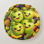 Happy green apples rundes kissen (Vorderseite)