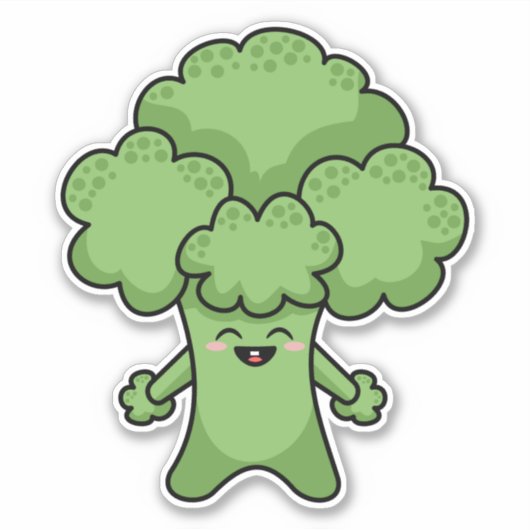 Happy Green Broccoli Aufkleber (Vorderseite)