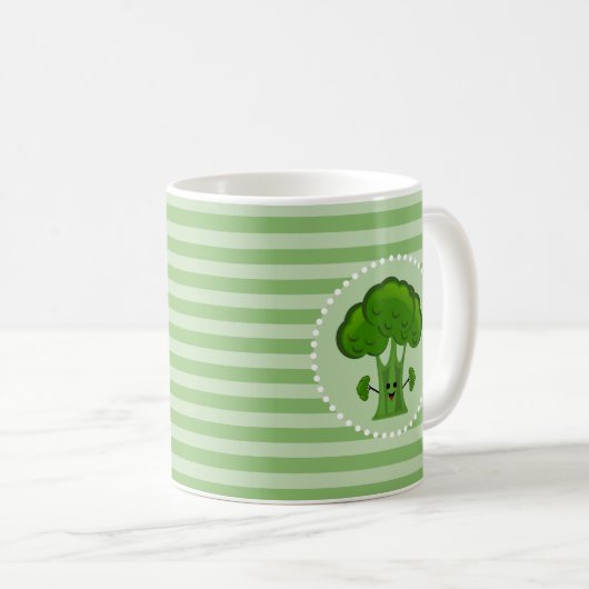Happy Green Broccoli Kaffeetasse (VorderseiteRechts)