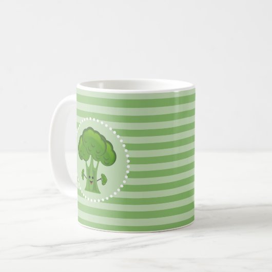 Happy Green Broccoli Kaffeetasse (Vorderseite Links)
