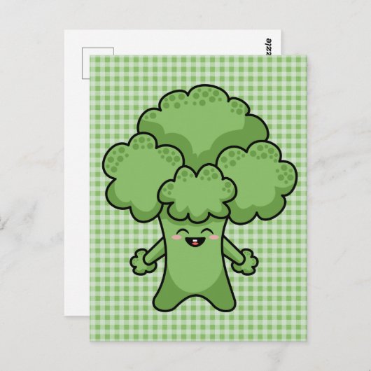 Happy Green Broccoli Postkarte (Vorne/Hinten)