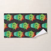 Happy Green Cactus in a Red Sombrero Pattern Badhandtuch Set (Handtuch)