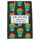 Happy Green Cactus in a Red Sombrero Pattern Mittlere Geschenktüte (Vorderseite)