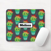 Happy Green Cactus in a Red Sombrero Pattern Mousepad (Mit Mouse)