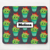 Happy Green Cactus in a Red Sombrero Pattern Mousepad (Vorne)