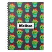 Happy Green Cactus in a Red Sombrero Pattern Notizblock (Vorderseite)