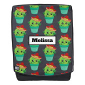 Happy Green Cactus in a Red Sombrero Pattern Rucksack (Vorderseite)