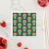 Happy Green Cactus in a Red Sombrero Pattern Serviette (Beispiel)