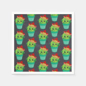 Happy Green Cactus in a Red Sombrero Pattern Serviette (Vorderseite)
