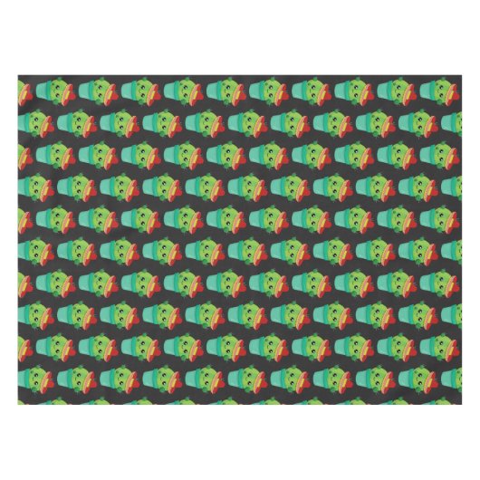 Happy Green Cactus in a Red Sombrero Pattern Tischdecke (Vorderseite (Horizontal))