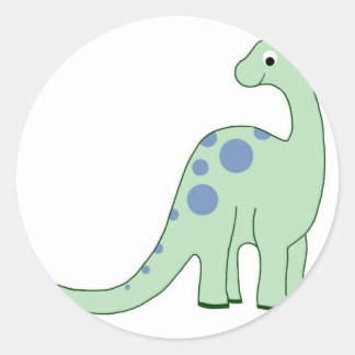 Happy Green Cartoon Dinosaur Runder Aufkleber