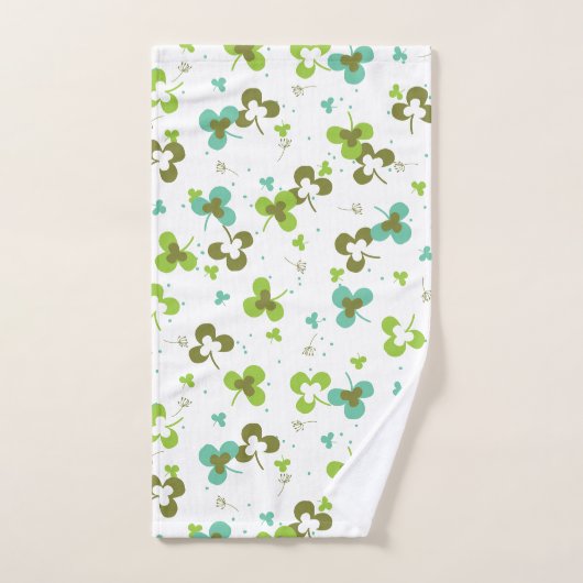 Happy Green Clover Blätter Art Pattern Badhandtuch Set (Handtuch)