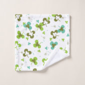 Happy Green Clover Blätter Art Pattern Badhandtuch Set (Waschlappen)