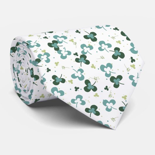 Happy Green Clover Blätter Art Pattern III Krawatte (Gerollt)