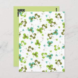 Happy Green Clover Blätter Art Pattern Postcard Postkarte