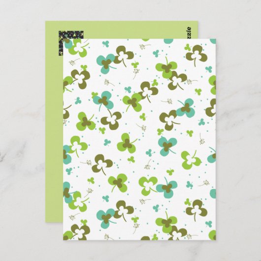 Happy Green Clover Blätter Art Pattern Postcard Postkarte (Vorne/Hinten)