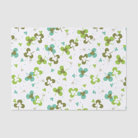 Happy Green Clover Blätter Art Pattern Seidenpapier (Vorderseite)