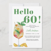 Happy Green Cocktail Drink 60. Geburtstag Einladung (Vorderseite)
