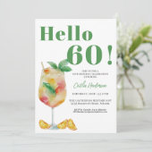 Happy Green Cocktail Drink 60. Geburtstag Einladung (Stehend Vorderseite)
