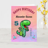 Happy Green Dinosaur Geburtstag Personalisieren  Karte (Gelbe Blume)