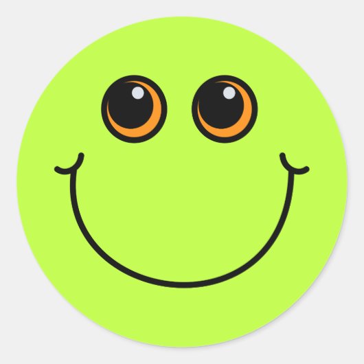 Happy Green Emoji Face Runder Aufkleber (Vorderseite)