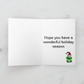 Happy Green Frog Wear Weihnachtsmannmütze Feiertagskarte (Innenseite)