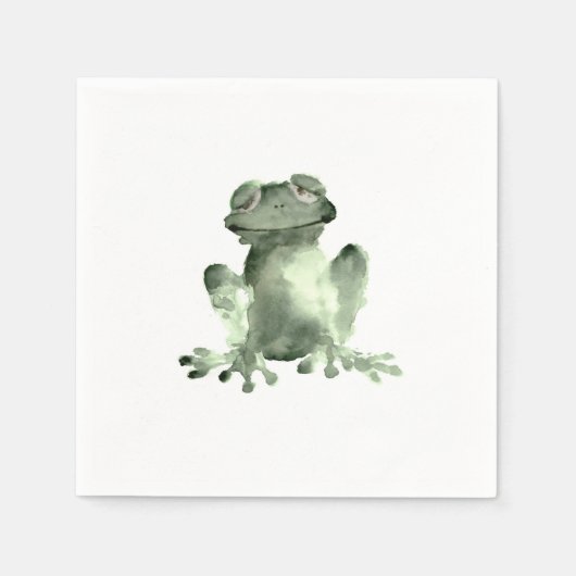 Happy Green Frog White Decodin Papierservietten (Vorderseite)