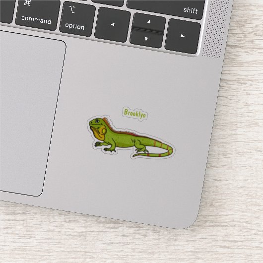 Happy Green iguana Cartoon Illustration Aufkleber (Ausschnitt)