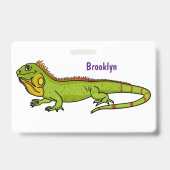 Happy Green iguana Cartoon Illustration Ausweis (Rückseite)