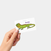 Happy Green iguana Cartoon Illustration Ausweis (Handheld)