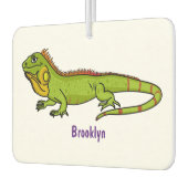 Happy Green iguana Cartoon Illustration Autolufterfrischer (Links)