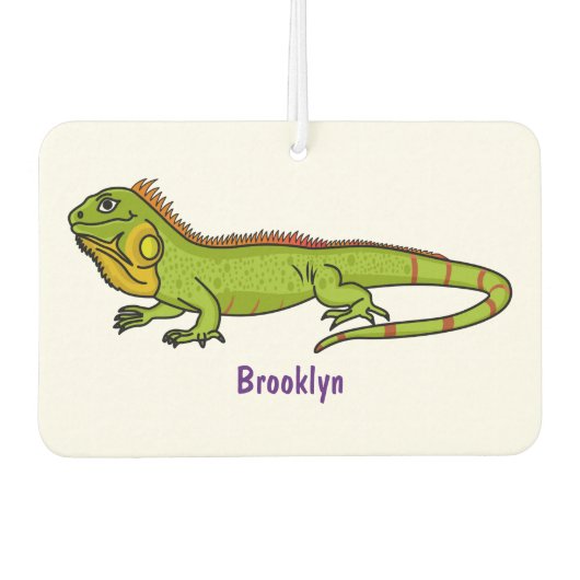 Happy Green iguana Cartoon Illustration Autolufterfrischer (Vorderseite)