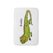 Happy Green iguana Cartoon Illustration Badematte (Vorderseite Vertikal)