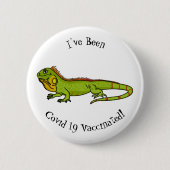 Happy Green iguana Cartoon Illustration Button (Vorderseite)