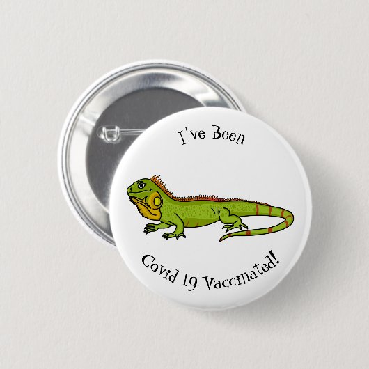 Happy Green iguana Cartoon Illustration Button (Vorne & Hinten)