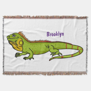 Happy Green iguana Cartoon Illustration Decke