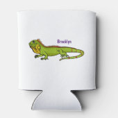 Happy Green iguana Cartoon Illustration Dosenkühler (Rückseite)