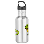 Happy green iguana cartoon illustration edelstahlflasche (Rückseite)