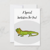 Happy Green iguana Cartoon Illustration Einladung (Rückseite)