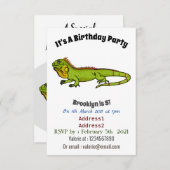 Happy Green iguana Cartoon Illustration Einladung (Vorne/Hinten)