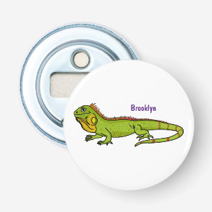Happy Green iguana Cartoon Illustration Flaschenöffner