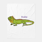 Happy Green iguana Cartoon Illustration Fleecedecke (Vorderseite)