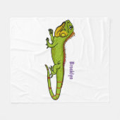 Happy Green iguana Cartoon Illustration Fleecedecke (Vorderseite (Horizontal))