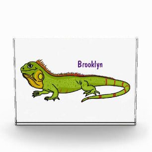 Happy Green iguana Cartoon Illustration Fotoblock
